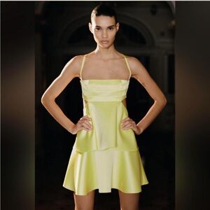 Zara Yellow Satin Mini Dress
